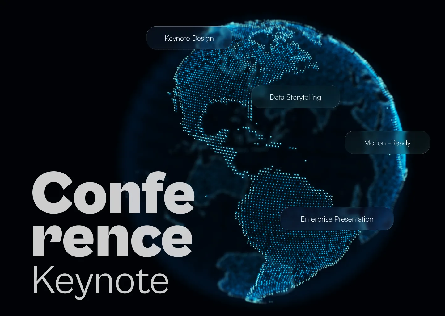 Title slide of The Future of Cybersecurity keynote deck with bold typography over a dark cinematic backdrop